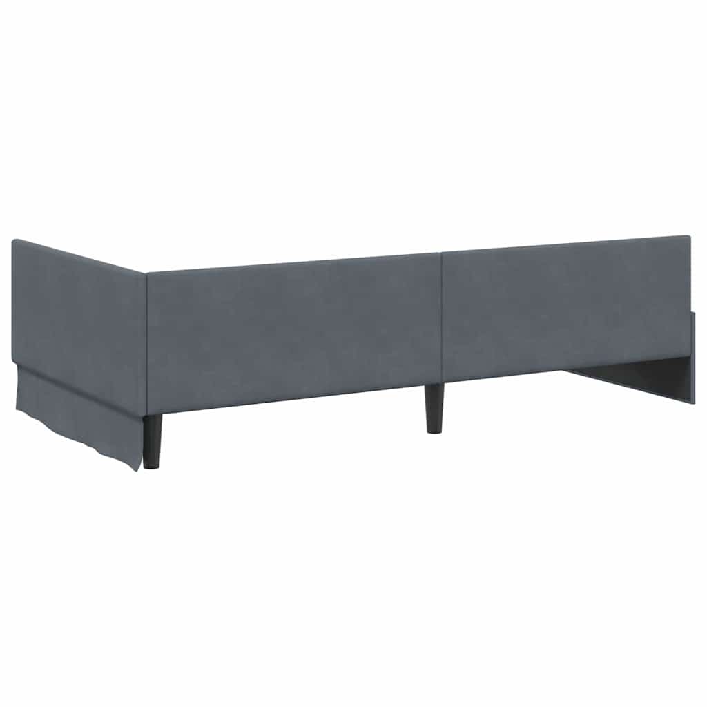 Cornice del letto ad angolo Grigio scuro 90 cm x 200 cm Velluto | homemem39