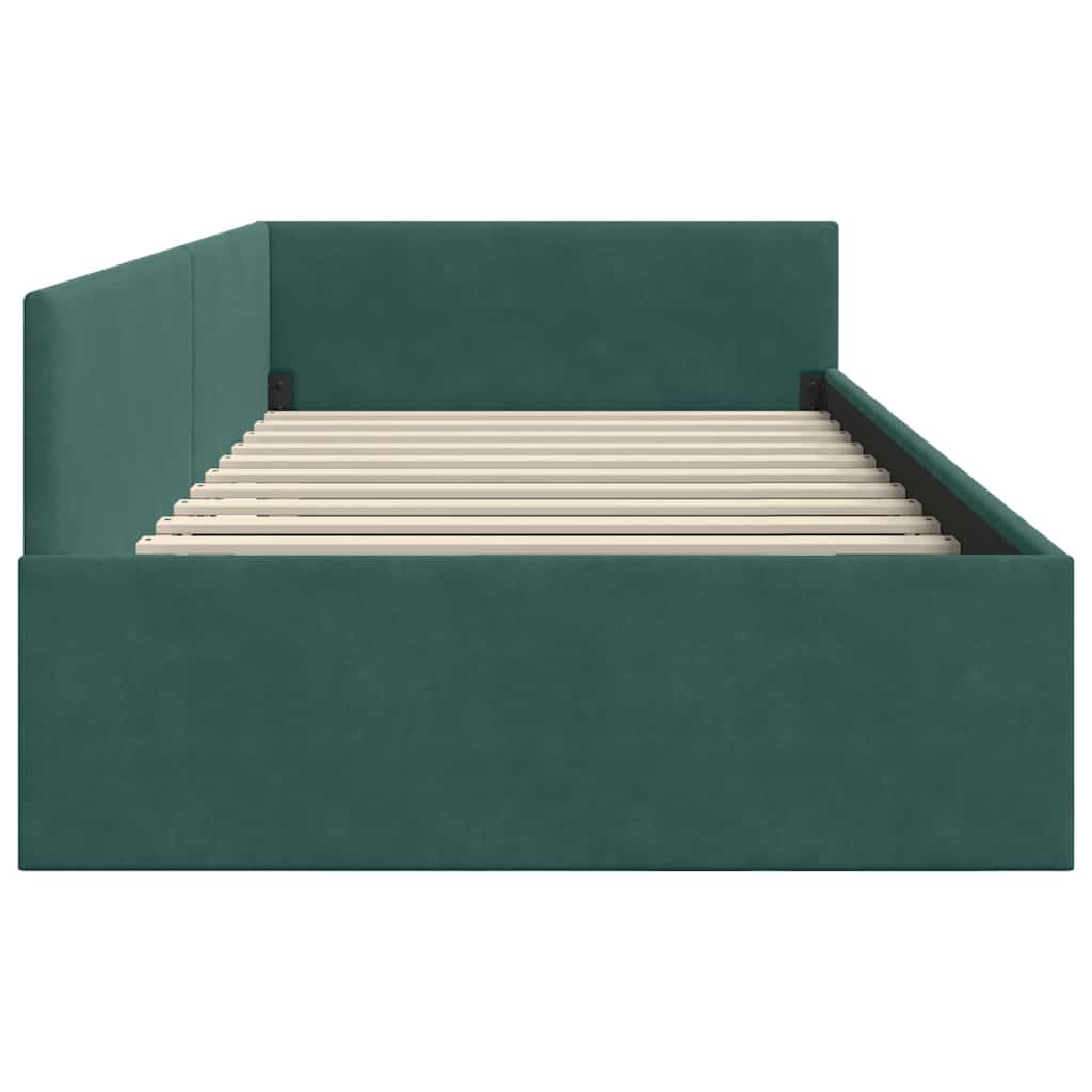 Cornice del letto ad angolo Verde Scuro 90 cm x 200 cm Velluto | homemem39