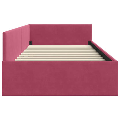Cornice del letto ad angolo Rosso Vino 90 cm x 200 cm Velluto | homemem39