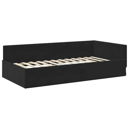 Cornice del letto ad angolo Nero 90 cm x 200 cm Velluto