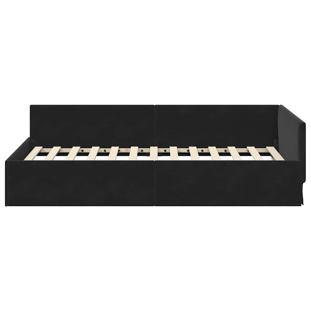 Cornice del letto ad angolo Nero 90 cm x 200 cm Velluto | homemem39