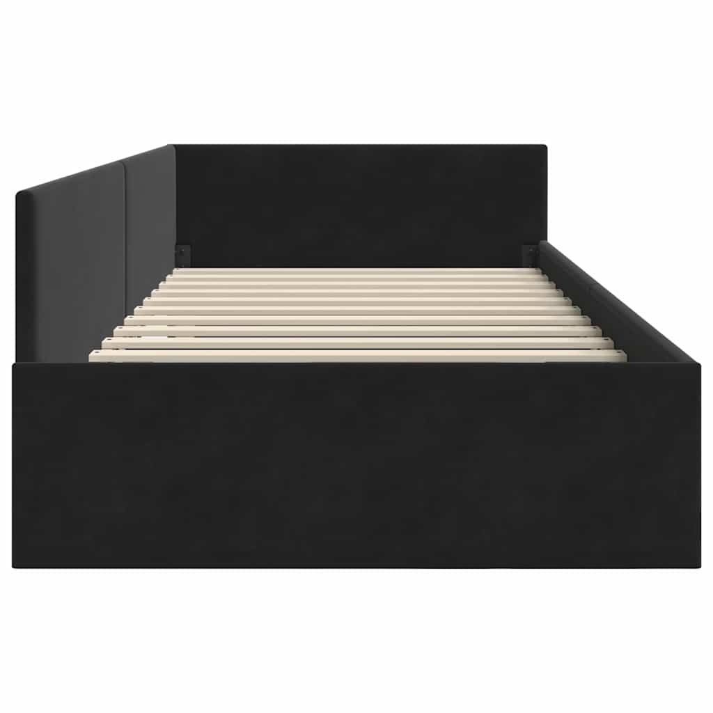 Cornice del letto ad angolo Nero 90 cm x 200 cm Velluto | homemem39