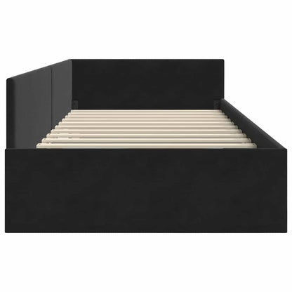 Cornice del letto ad angolo con testiera Nero 90 cm x 200 cm