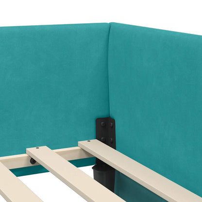 Cornice del letto ad angolo Turchese 90 cm x 200 cm Velluto | homemem39