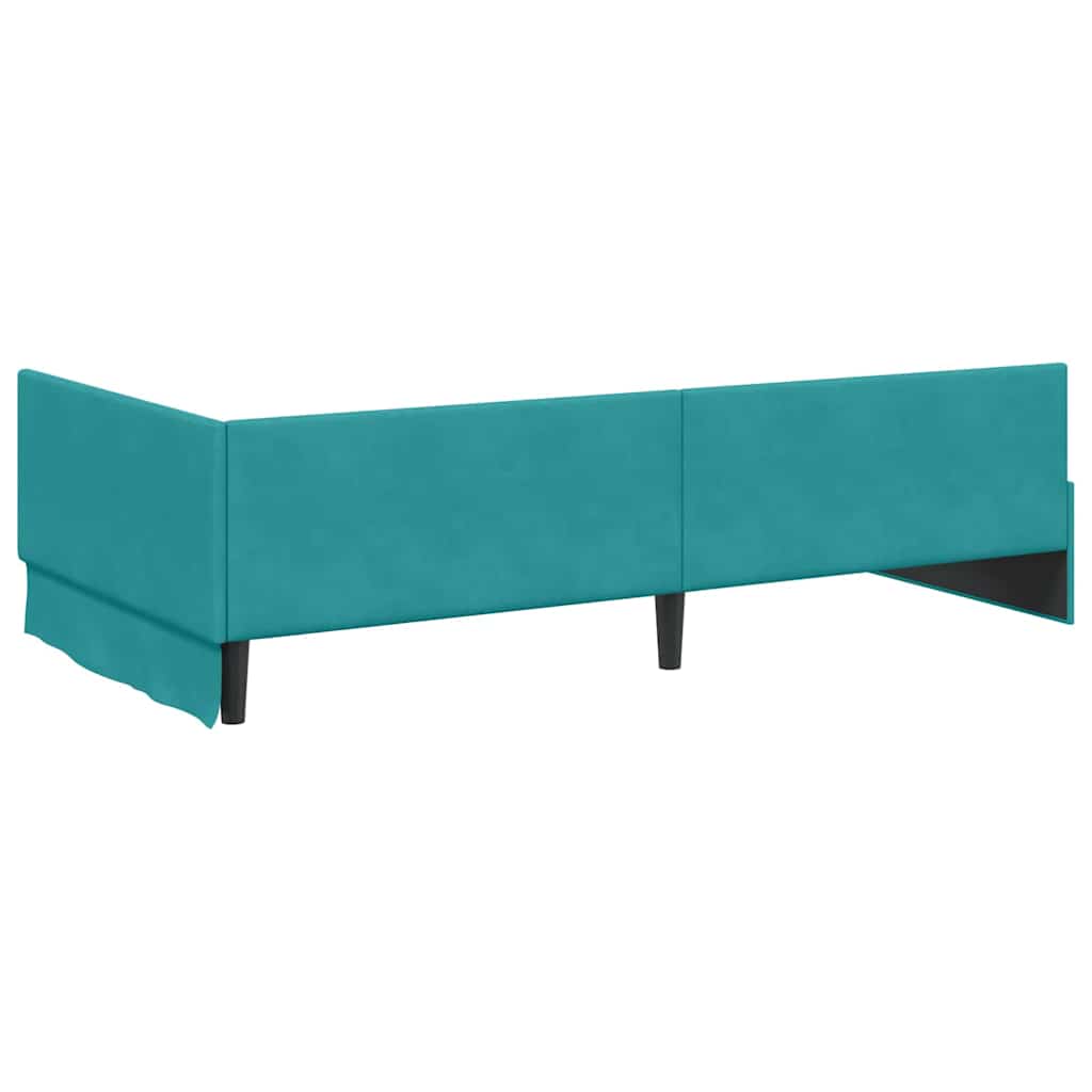 Cornice del letto ad angolo Turchese 90 cm x 200 cm Velluto | homemem39