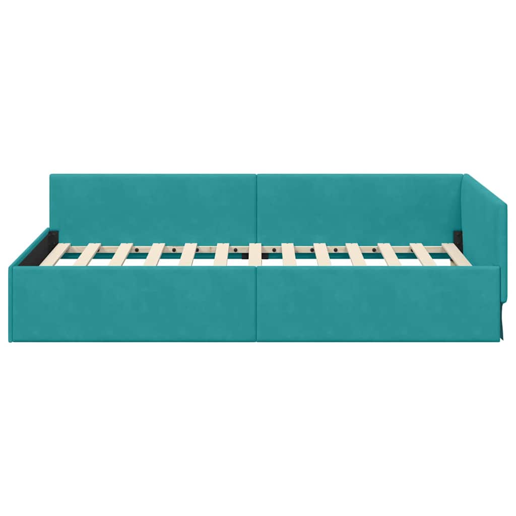 Cornice del letto ad angolo Turchese 90 cm x 200 cm Velluto | homemem39