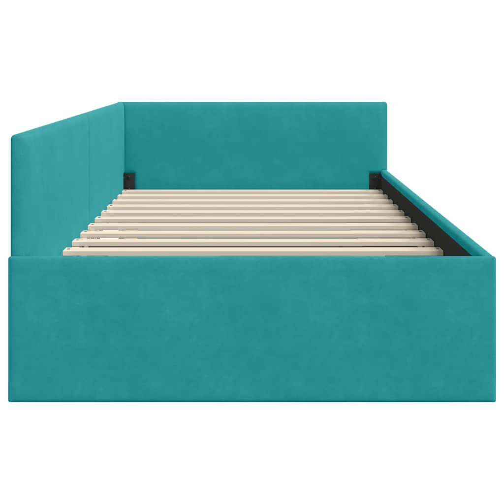 Cornice del letto ad angolo Turchese 90 cm x 200 cm Velluto | homemem39