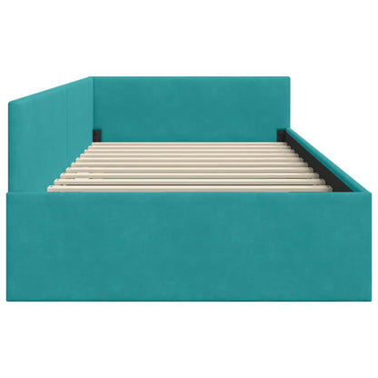 Cornice del letto ad angolo Turchese 90 cm x 200 cm Velluto | homemem39
