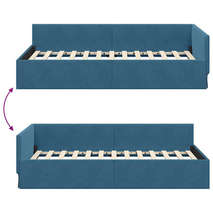 Cornice del letto ad angolo Blu 100 cm x 200 cm Velluto | homemem39