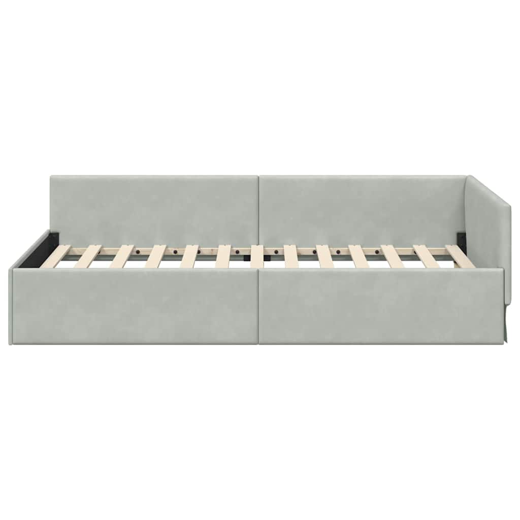 Cornice del letto ad angolo Grigio chiaro 100 cm x 200 cm | homemem39