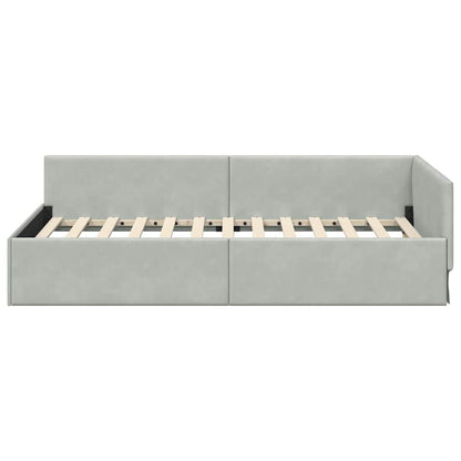 Cornice del letto ad angolo Grigio chiaro 100 cm x 200 cm | homemem39