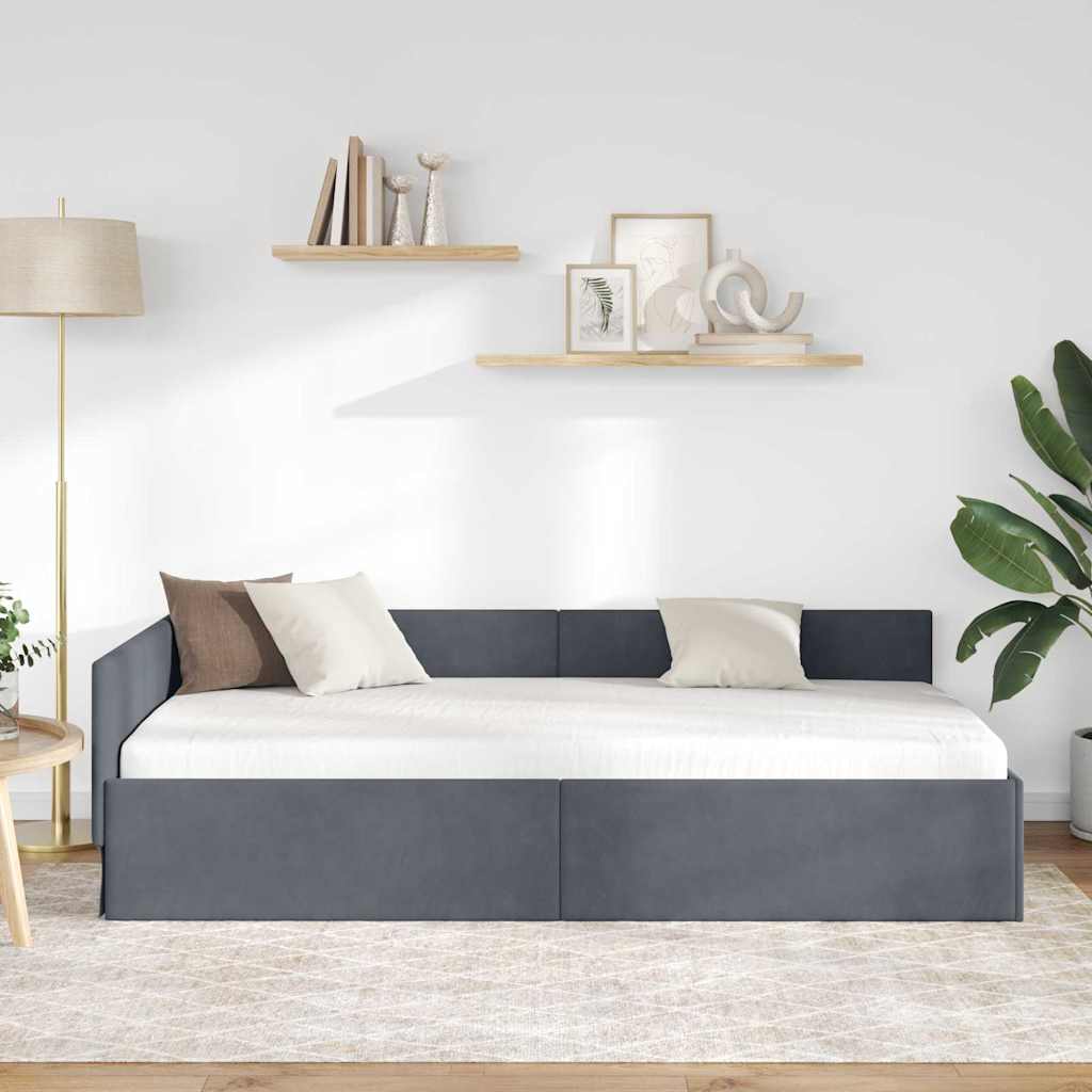 Cornice del letto ad angolo Grigio scuro 100 cm x 200 cm | homemem39