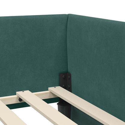 Cornice del letto ad angolo Verde Scuro 100 cm x 200 cm Velluto | homemem39