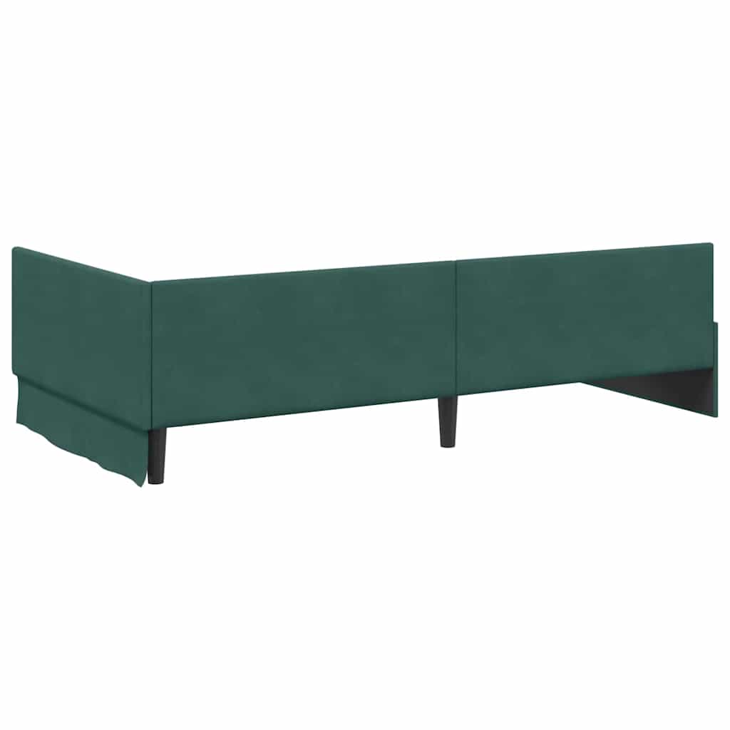 Cornice del letto ad angolo Verde Scuro 100 cm x 200 cm Velluto | homemem39