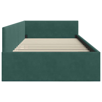 Cornice del letto ad angolo Verde Scuro 100 cm x 200 cm Velluto | homemem39