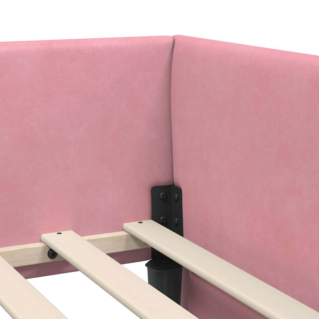 Cornice del letto ad angolo Rosa 100 cm x 200 cm Velluto | homemem39