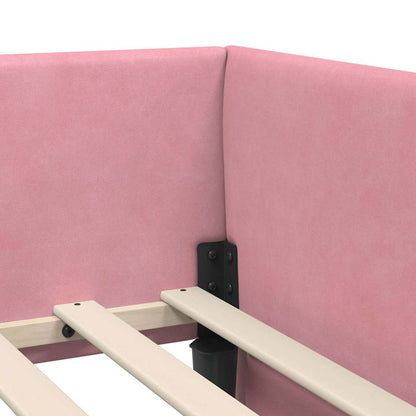Cornice del letto ad angolo Rosa 100 cm x 200 cm Velluto