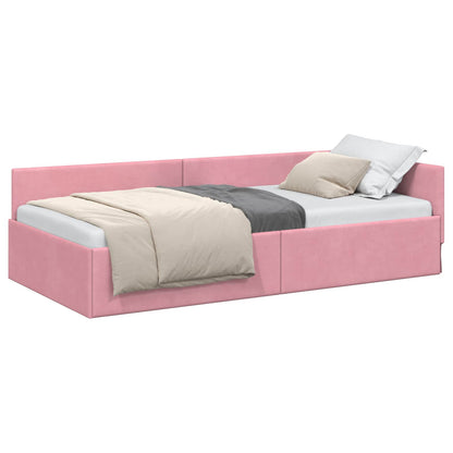 Cornice del letto ad angolo Rosa 100 cm x 200 cm Velluto