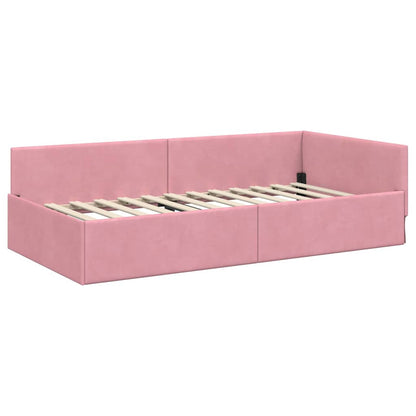 Cornice del letto ad angolo Rosa 100 cm x 200 cm Velluto