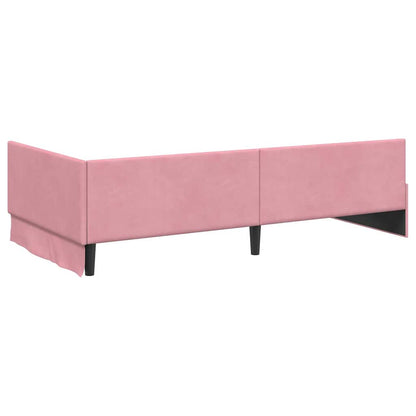 Cornice del letto ad angolo Rosa 100 cm x 200 cm Velluto