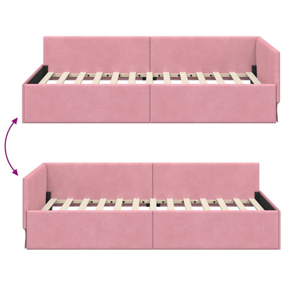 Cornice del letto ad angolo Rosa 100 cm x 200 cm Velluto