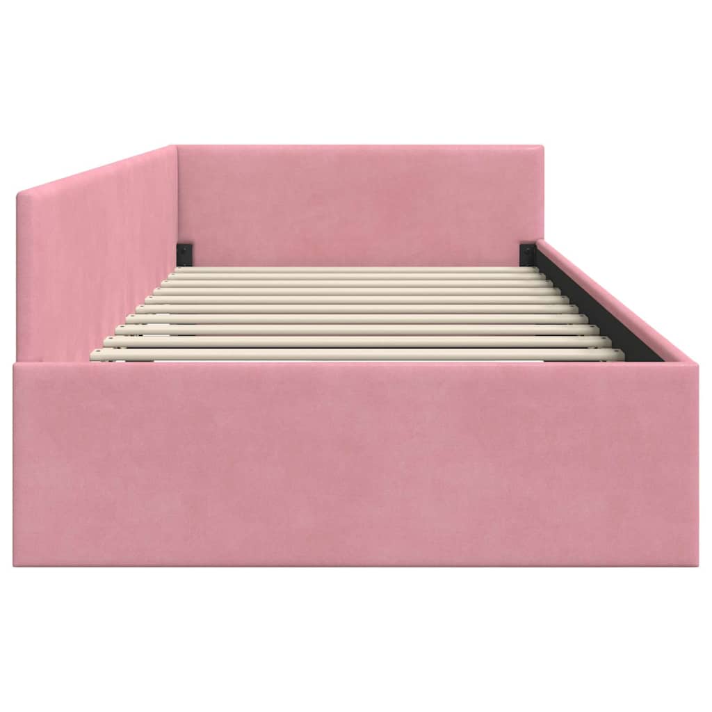 Cornice del letto ad angolo Rosa 100 cm x 200 cm Velluto | homemem39