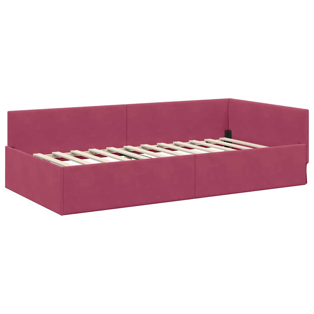 Cornice del letto ad angolo Rosso Vino 100 cm x 200 cm