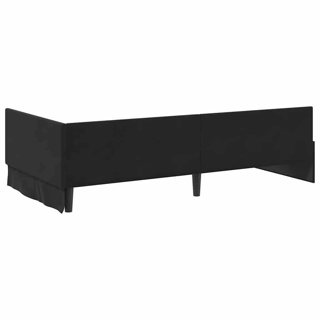 Cornice del letto ad angolo con testiera Nero 100 cm x 200 cm