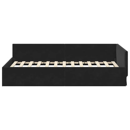 Cornice del letto ad angolo Nero 100 cm x 200 cm Velluto | homemem39