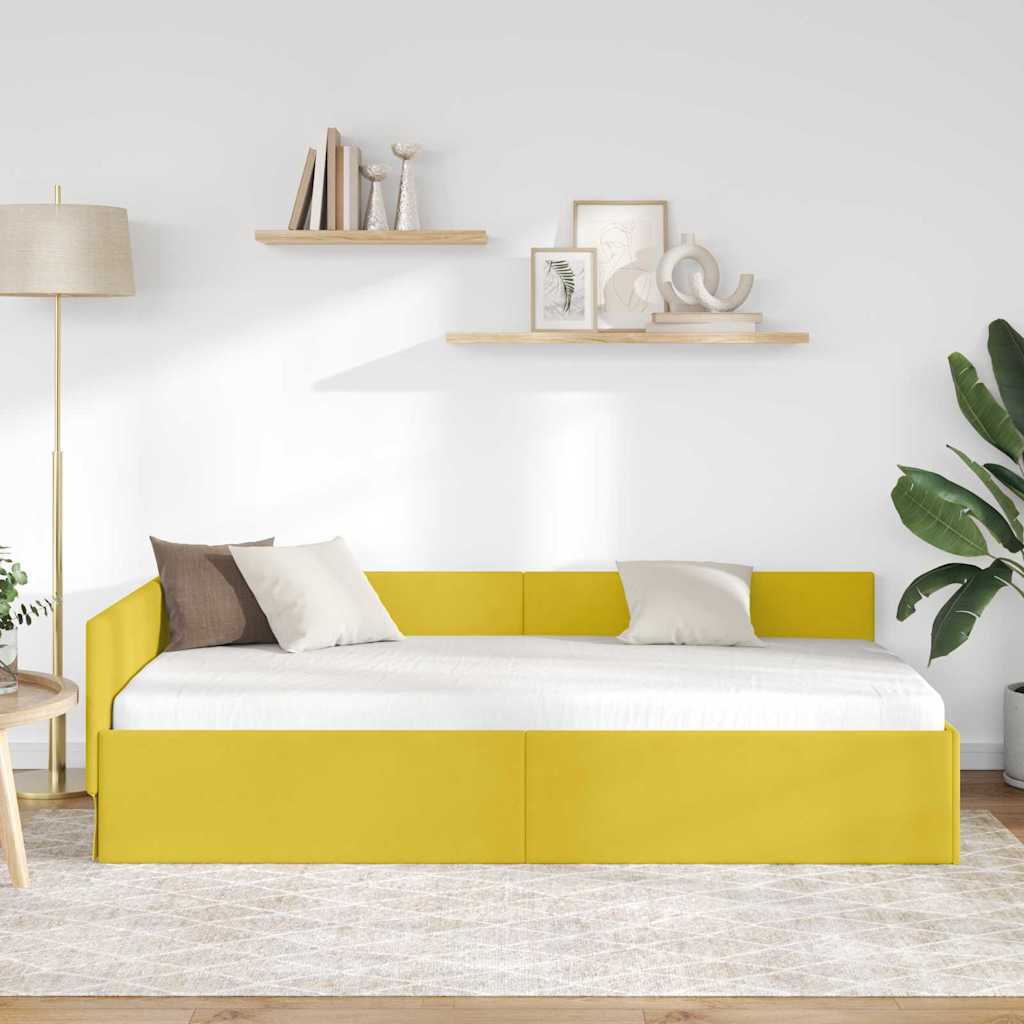 Cornice del letto ad angolo Giallo 100 cm x 200 cm Velluto | homemem39