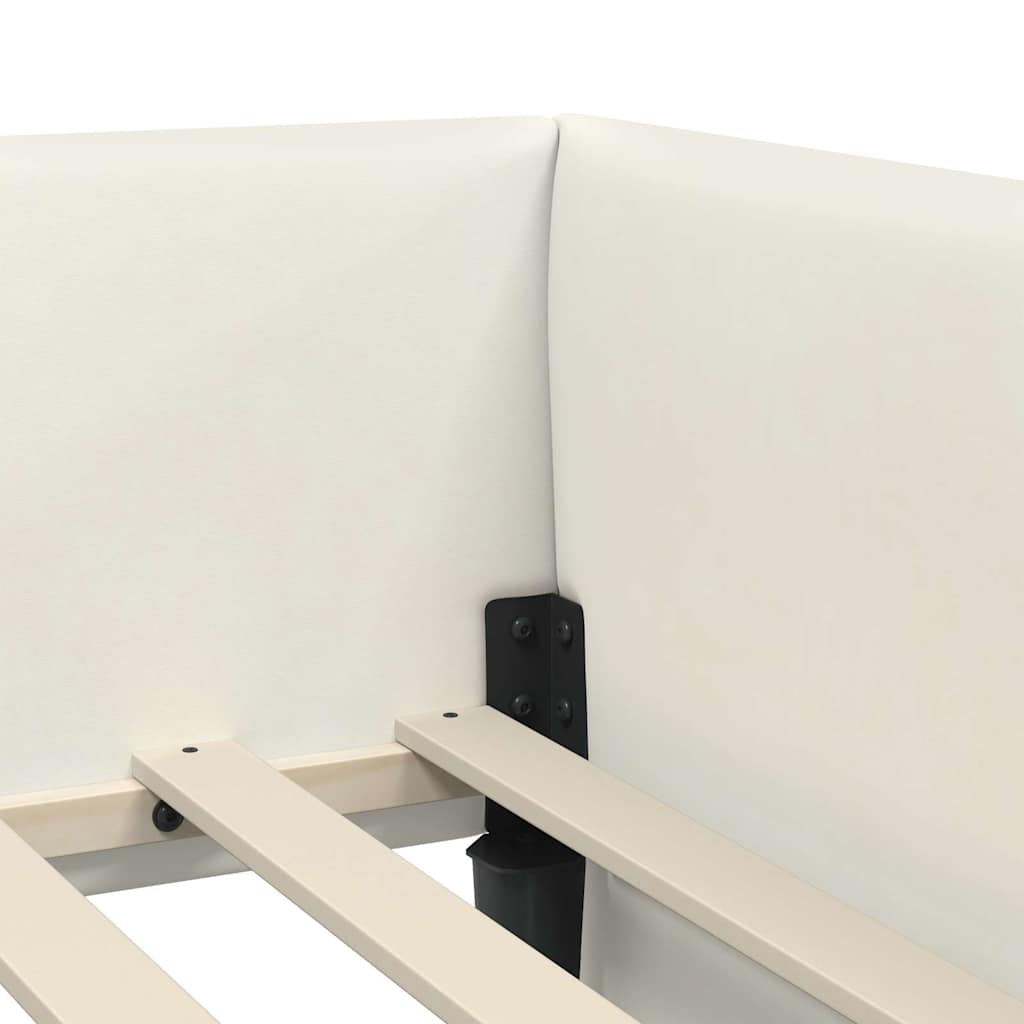 Cornice del letto ad angolo con testiera Crema 100 cm x 200 cm