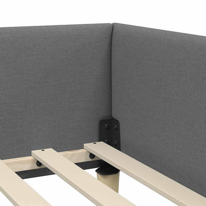 Cornice del letto ad angolo Grigio scuro 80 x 200 cm Tessuto