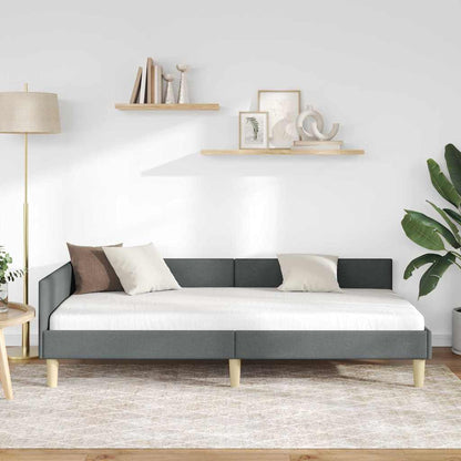 Cornice del letto ad angolo Grigio scuro 80 x 200 cm Tessuto