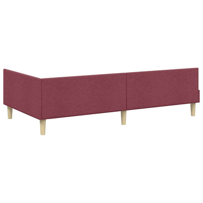 Cornice del letto ad angolo Rosso Vino 90 x 190 cm Tessuto