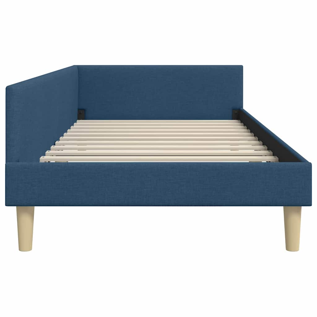 Cornice del letto ad angolo Blu 90 x 190 cm Tessuto