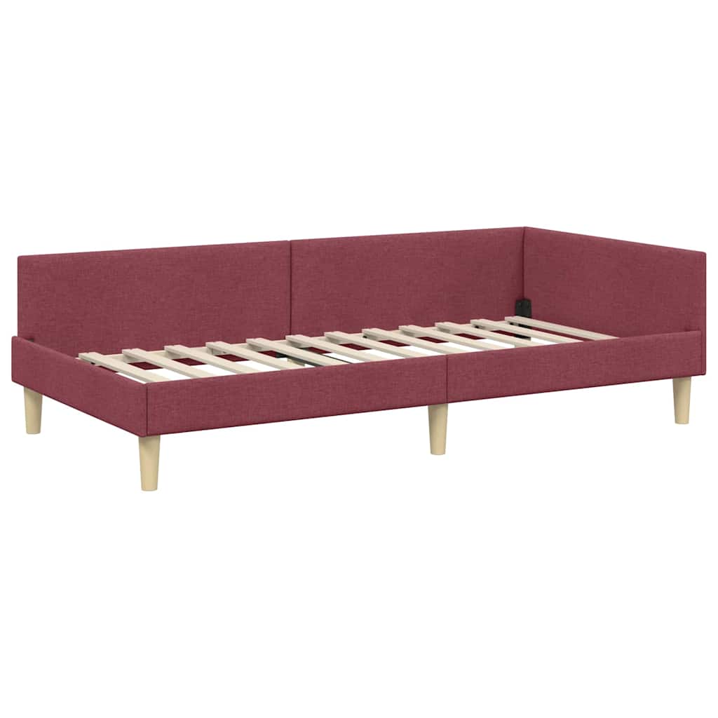 Cornice del letto ad angolo Rosso Vino 90 x 200 cm Tessuto