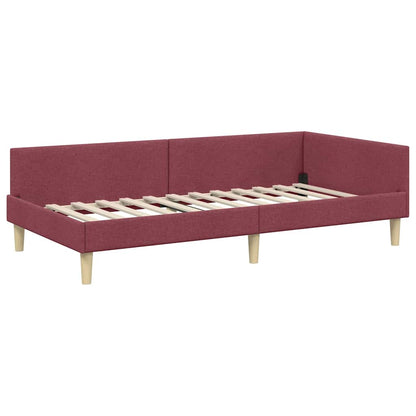 Cornice del letto ad angolo Rosso Vino 90 x 200 cm Tessuto