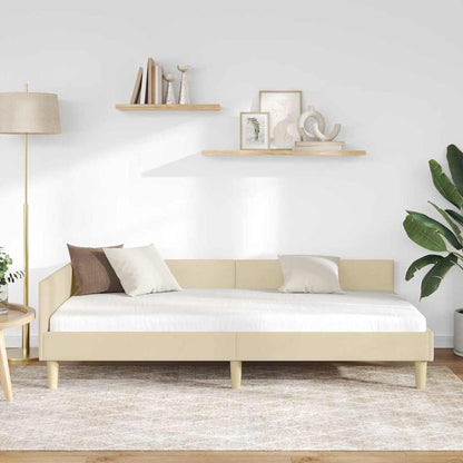 Cornice del letto ad angolo Crema 90 x 200 cm Tessuto