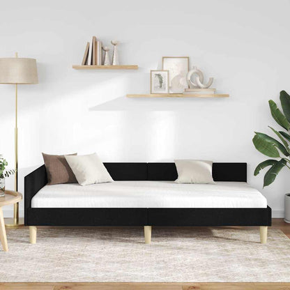 Cornice del letto ad angolo Nero 100 x 200 cm Tessuto