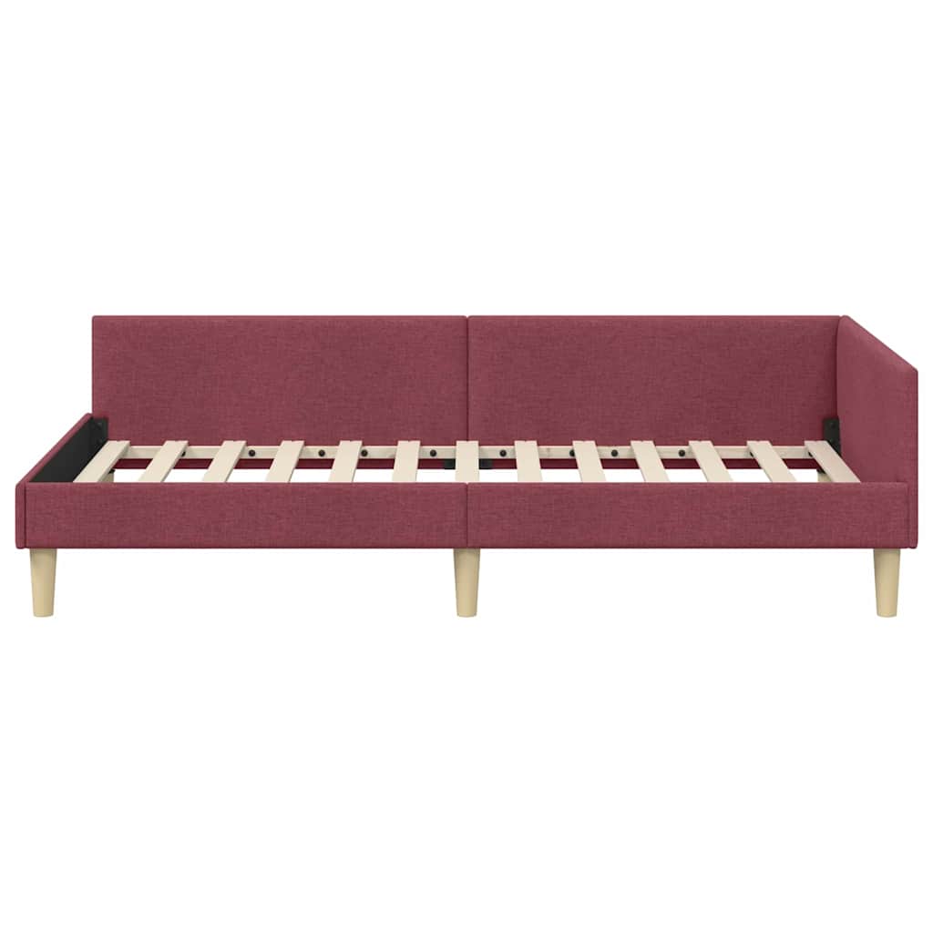 Cornice del letto ad angolo Rosso Vino 100 x 200 cm Tessuto