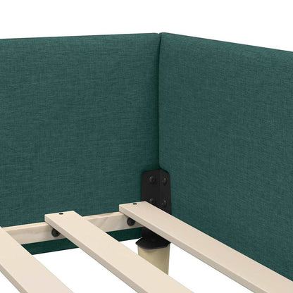 Cornice del letto ad angolo Verde Scuro 100 x 200 cm Tessuto | homemem39
