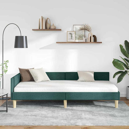 Cornice del letto ad angolo Verde Scuro 100 x 200 cm Tessuto | homemem39