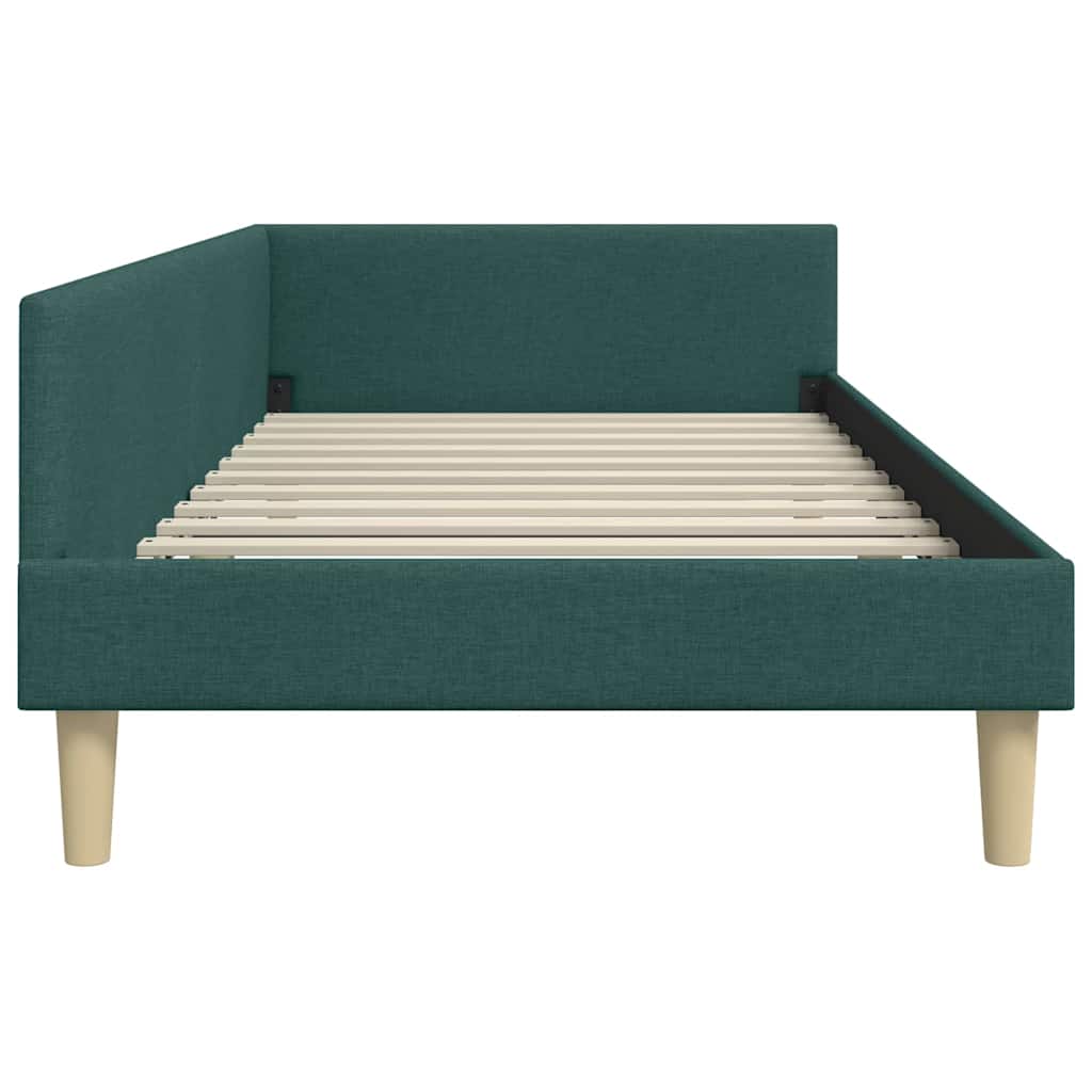 Cornice del letto ad angolo Verde Scuro 100 x 200 cm Tessuto | homemem39