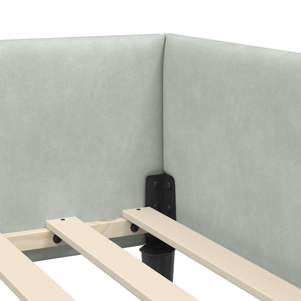 Cornice del letto ad angolo Grigio chiaro 90 cm x 190 cm