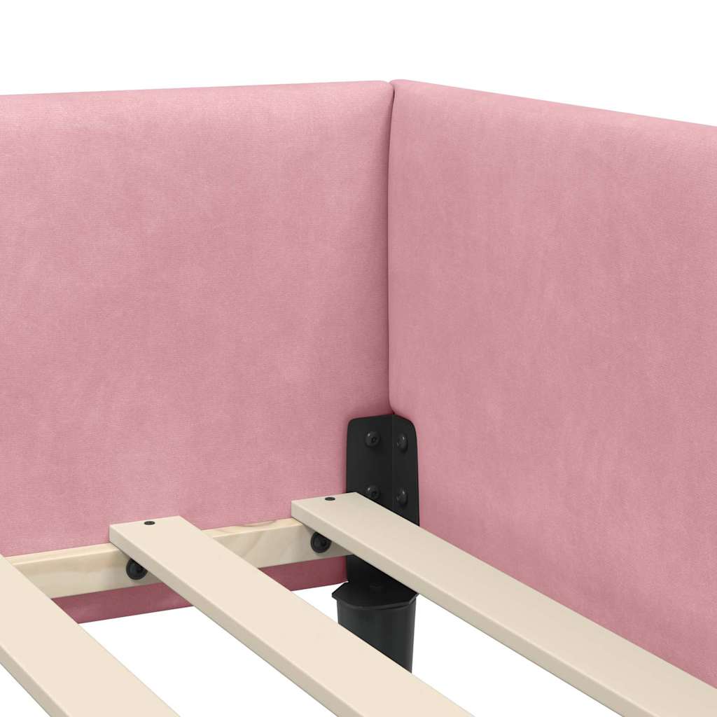 Cornice del letto ad angolo Rosa 90 cm x 190 cm Velluto | homemem39