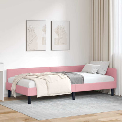 Cornice del letto ad angolo Rosa 90 cm x 190 cm Velluto | homemem39