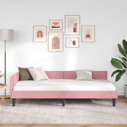 Cornice del letto ad angolo Rosa 90 cm x 190 cm Velluto | homemem39