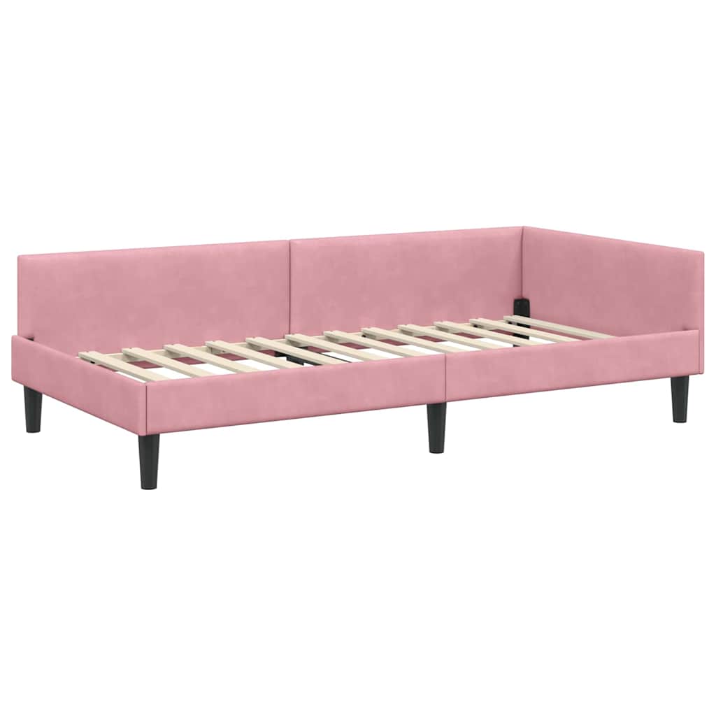 Cornice del letto ad angolo Rosa 90 cm x 190 cm Velluto | homemem39