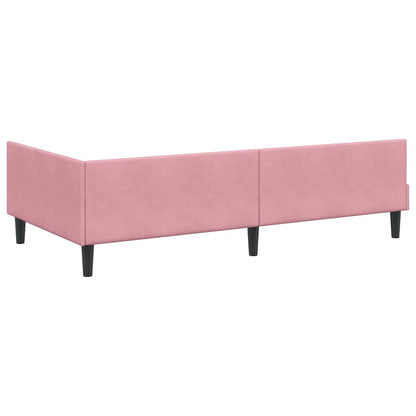 Cornice del letto ad angolo Rosa 90 cm x 190 cm Velluto | homemem39