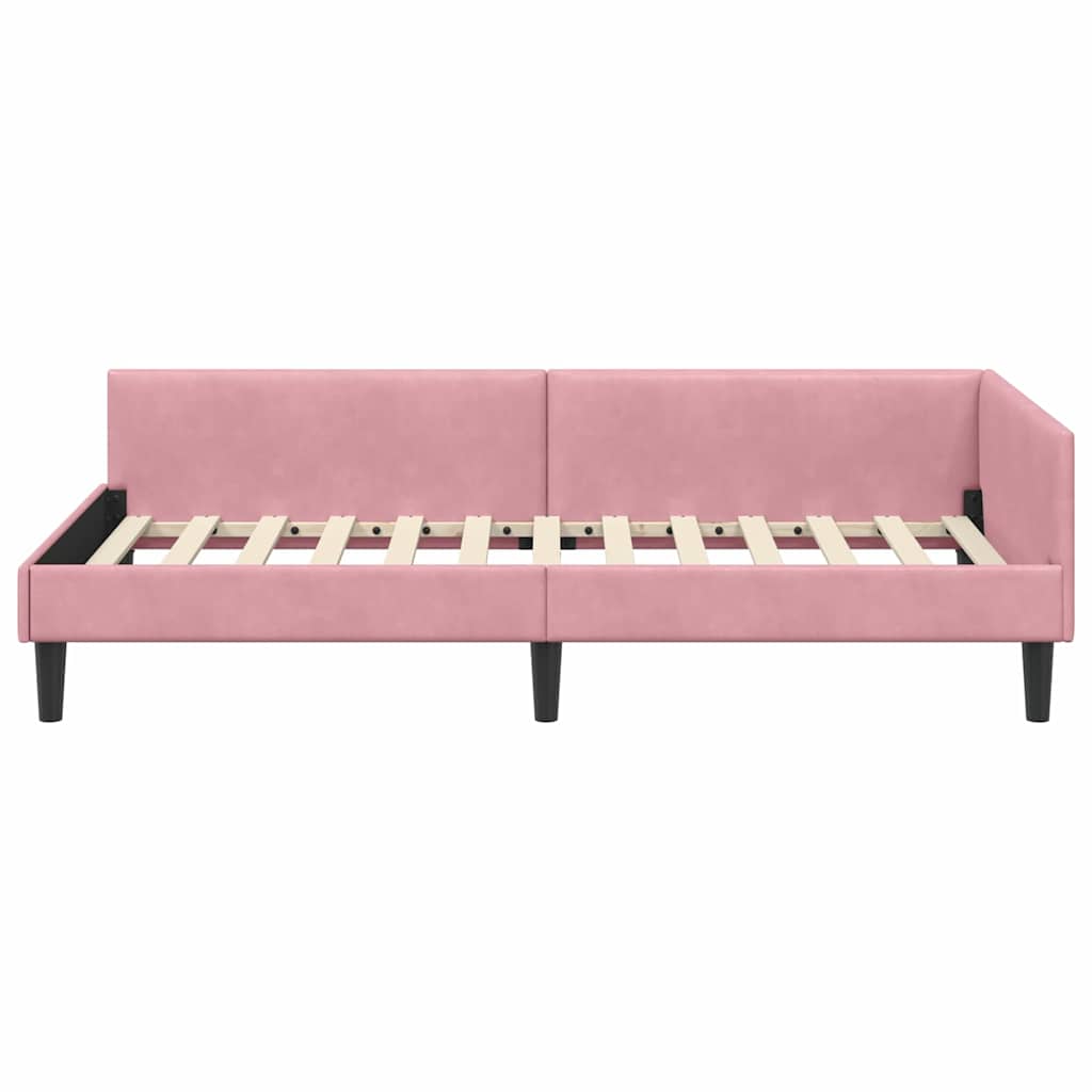 Cornice del letto ad angolo Rosa 90 cm x 190 cm Velluto | homemem39